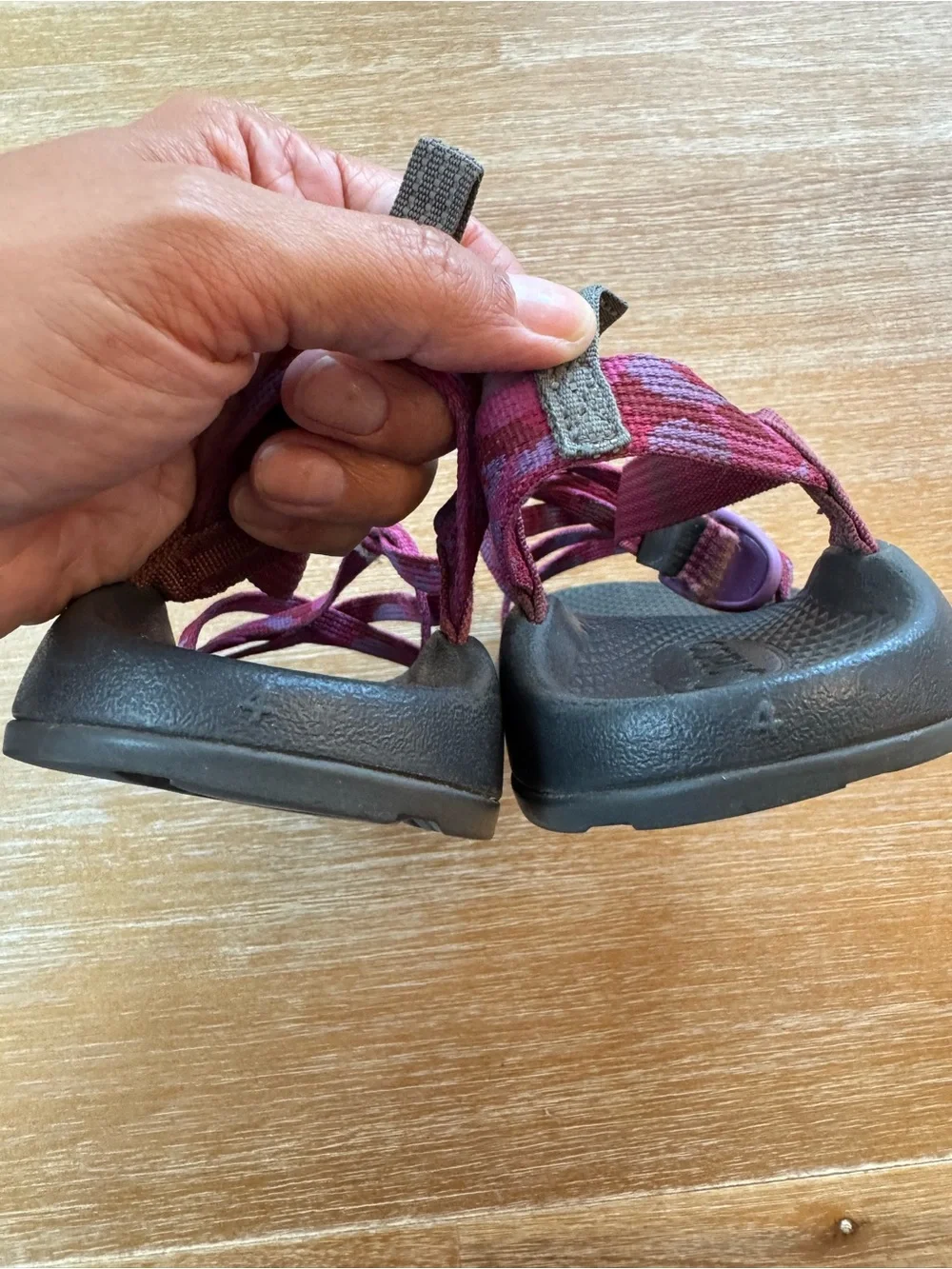 Chaco Pink and Black Strappy Sandals